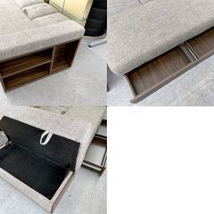 ソファベッド 2人掛け 収納多数 リクライニングソファ ブラウン系