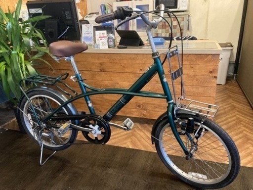 【前後タイヤ・後輪チューブ新品！】 LEDオートライト　6段変速　20インチカゴ付き折りたたみ自転車　ブラック×ブラウン 前後チューブ・後輪タイヤ新品！】6段変速 カゴ付き20インチ折りたたみ