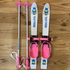 ジュニアスキー　60cm  ピンク　板とストックセット