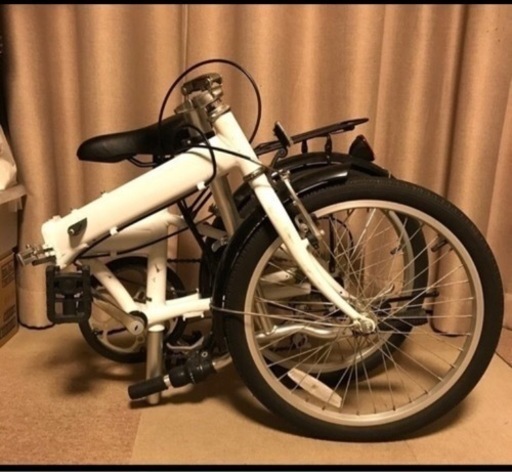 折りたたみ自転車 アルミ20インチ6段変速折り畳み自転車(白)