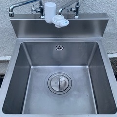 業務用 tanico 一層シンク 二口 浄水器 蛇口付き 幅600×奥600×高さ800+150(mm) 流し台 厨房機材 洗浄済み キッチン 手洗い場 厨房機器 店舗用品