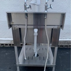 業務用 tanico 一層シンク 二口 浄水器 蛇口付き 幅600×奥600×高さ800+150(mm) 流し台 厨房機材 洗浄済み キッチン 手洗い場 厨房機器 店舗用品