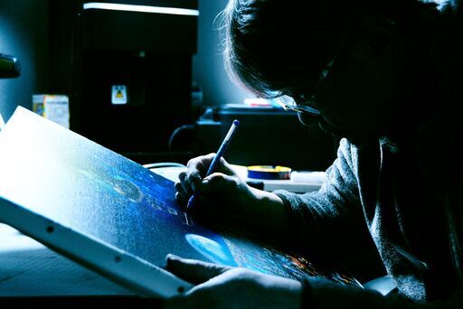 ディスカウント 【版画】オリジナル絵画「夢を振りまく飛行艇」 