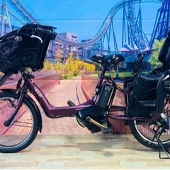 ❷ 4697子供乗せ電動自転車ヤマハ3人乗り新品20インチ良好バ...