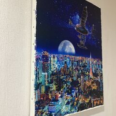 【絵画・版画】「夢で見た飛行艇 夜の東京」オリジナルキャンパス
