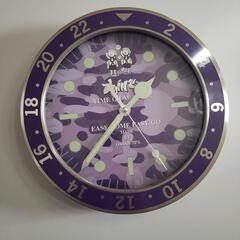 紫ミリタリー柄壁掛け時計