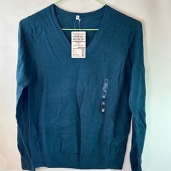 無印良品　ウールシルク洗える　Vネックセーター　Sサイズ　グリーン