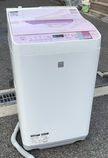 【RKGSE-913】特価！シャープ/SHARP/5.5kgタテ型洗濯乾燥機/ES-T5E4-KP/中古品/2017年製/当社より近隣地域無料配達