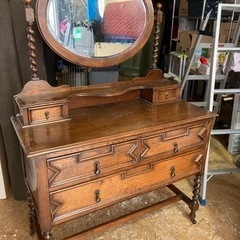 ドレッサー／鏡台／アンティーク 昭和初期 アンティーク 彫刻入りドレッサー