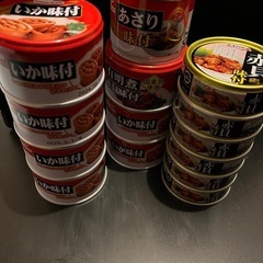 缶詰（いか×6  赤貝×7  あさり×1）、白子海苔、スープ