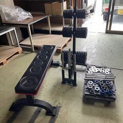 【引取限定!!】中古美品IRECプレートシャフトラック//プレート(105kg)/フラットベンチ / ダンベルシャフト /筋トレ器具 