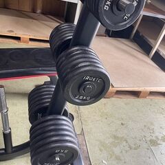 【引取限定!!】中古美品IRECプレートシャフトラック//プレート(105kg)/フラットベンチ / ダンベルシャフト /筋トレ器具 