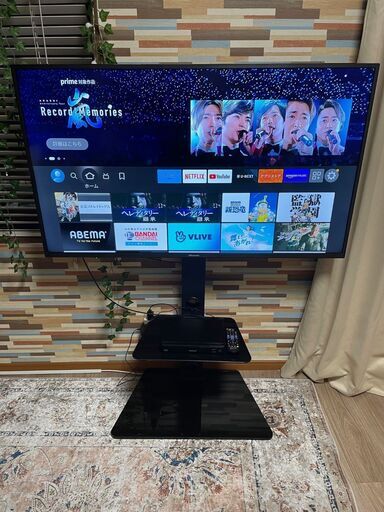 N-20 【中古美品】2019年製50型テレビ、スタンド、Blu-ray、FireTVセット