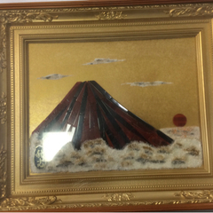 ◯額縁アート さざれ石 風景画 富士山