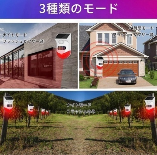 防犯アラーム LEDソーラーライト