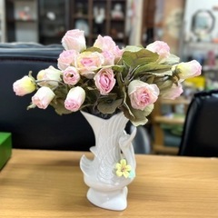 白鳥の花瓶/造花のセット