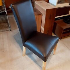 合皮 木製チェア ダークブラウン シンプル 椅子　/MJ-0193 南