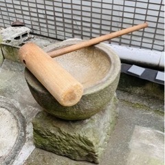 御影石　石臼　石臼台　杵　セット