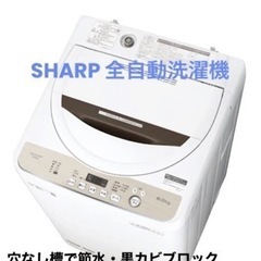 SHARP】全自動洗濯機(ES-GE6D)/ 6kg /ステンレス穴なし槽