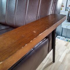 お買い得！二人がけソファー★ブラウン（合皮）　クリーニング済/配送可　管理番号72701