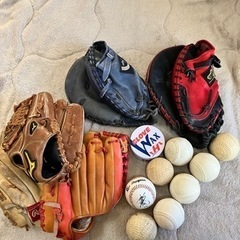 【ネット決済・配送可】野球グローブ、ミット、ボール、ワックス