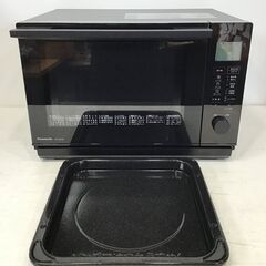 23Y024 ジ6 Panasonic パナソニック オーブンレンジ NE-MS268-K 庫内フラット 26L 縦開き 角皿付き ブラック 2022年製