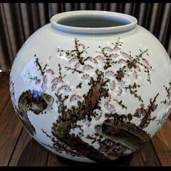 高さ120cm 大型花瓶 骨董品 変わり絵 和柄