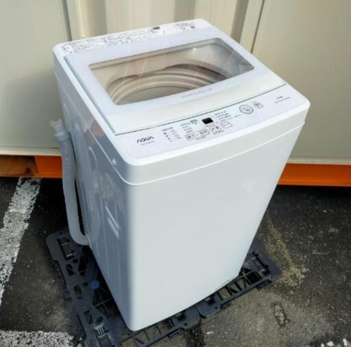 ■取引決定済■2021年製■AQUA アクア 5.0kg洗濯機「クリアガラストップデザイン」 簡易乾燥 送風機能 AQW-S5MBK