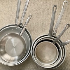 業務用調理器具 フライパン、片手鍋 7点セット 蓋付き