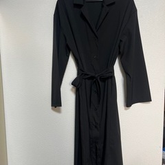 前空きワンピース　黒　新品　腰リボン付き