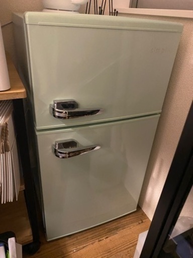 レトロデザイン冷蔵庫　85L 2ドア　冷凍冷蔵　ライトグリーン