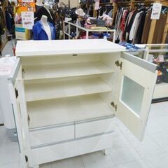 食器棚 幅79.5×奥行42×高さ114cm ホワイト系 キッチン収納 収納家具 苫小牧西店 