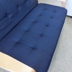 2人掛け ソファ ファブリック 青系 布 2人掛け ソファ 二人掛け 木製アームソファ 木枠 札幌 西野店
