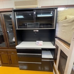 【リサイクルサービス八光　配達・設置OK】エナメルブラック　大型食器棚 食器棚 幅116cm ナポリ【カラー:エレガンスブラック】 | 福岡県大川市
