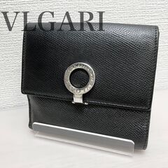 ブルガリ　BVLGARI　ロゴ　レザー　折り財布　コンパクト