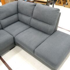 L字カウチソファ 布張り ニトリ ウォール3KD LC GY グレー 中古 ソファー 長椅子 苫小牧西店