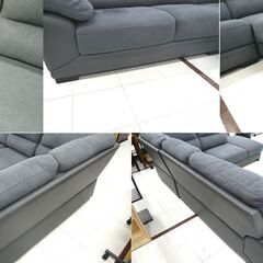 L字カウチソファ 布張り ニトリ ウォール3KD LC GY グレー 中古 ソファー 長椅子 苫小牧西店