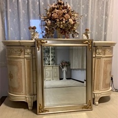 特大 イタリア製 超高級ウォールミラー 壁掛け鏡 金箔 ミラー