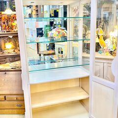 IDC大塚家具 ビアンコ 飾り棚 キャビネット ロココ 中古