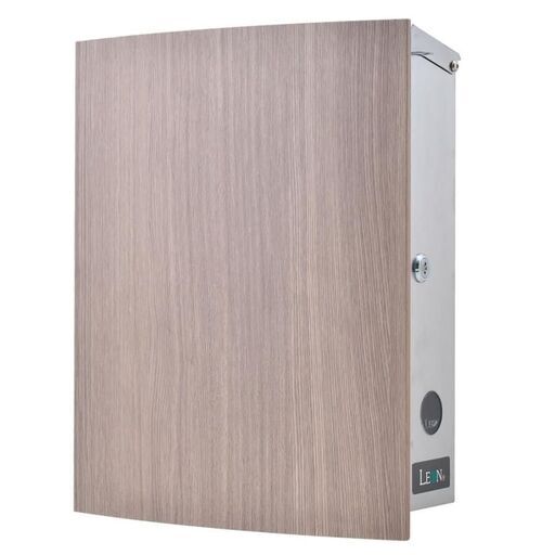 週末セール価格！ステンレス製郵便ポスト LEON MB4504 MAILBOX表記なし 木目調タモウッド