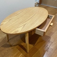 【ネット決済】引き出し付き楕円テーブル