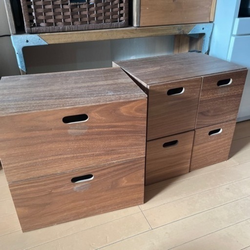 muji 無印 スタッキングチェスト・引出し　２つセット／オーク材突板