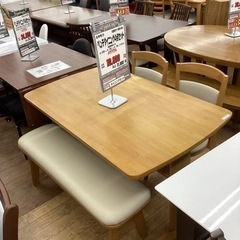 KA-101【新入荷　リサイクル品】ミキモク　ベンチダイニング4点セット　ナチュラル
