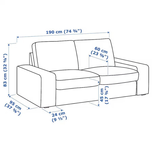 IKEA イケア KIVIK シーヴィク シービック 大き目2人掛けソファ 白と黒で配色は自由