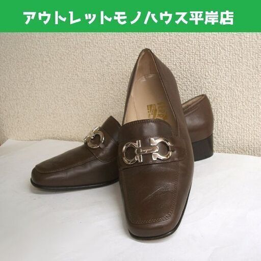 サルヴァトーレ フェラガモ レディースシューズ モカシン 6.5 24.0cm ブラウン イタリア製　靴 茶色 FERRAGAMO 6 1/2 6ハーフ ☆ PayPay(ペイペイ)決済可能 ☆ 札幌市 豊平区 平岸