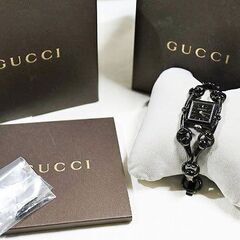 【苫小牧バナナ】動作品☆GUCCI/グッチ シニョーリア 116.5 クォーツ 腕時計 ステンレス ブラック 腕時計 余りコマ付き♪