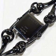 【苫小牧バナナ】動作品☆GUCCI/グッチ シニョーリア 116.5 クォーツ 腕時計 ステンレス ブラック 腕時計 余りコマ付き♪