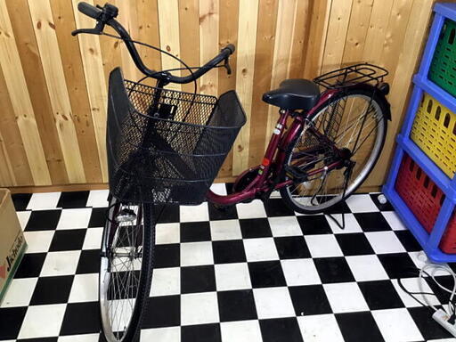 自転車　26インチ　ママチャリ　通勤　通学　お買い物　レッドカラー
