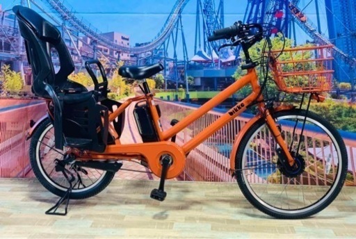 ❹ 4733子供乗せ電動自転車ブリヂストン3人乗り新品24/20インチ良好バッテリー