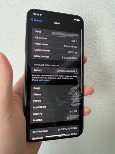 iPhoneXs MAX 512G SIMフリー端末　バッテリー99% ホワイト、シルバー　美品